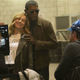 Directors Anna Boden and Ryan Fleck direct Brie Larson and Samuel L. Jackson on the set of Captain Marvel.